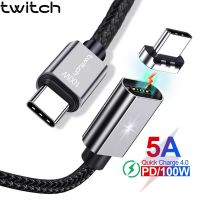 [KOLT Digital] Twitch 5A สายแม่เหล็ก100W PD แม่เหล็ก Fast Charging USB C Quick Charger Type-C ข้อมูลสำหรับ Huawei Xiaomi Samsung สายโทรศัพท์