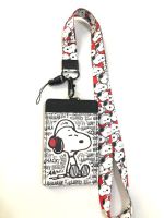 SNOOPY สายคล้องคอ สายคล้องบัตร ที่ใส่บัตร ซองใส่บัตร ที่ใส่บัตร พร้อมสายคล้องคอ ลาย HAHAHA  B W    สนูปปี้  ขาว  งานดี สวยงาม สำหรับ บัตร 6x8 cm  BY NPNN