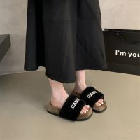 Women Summer Furry Fur Slippers Flat Non-slip Solid Real Fox Fur Slides Fluffy Slippers Ladies Shoes Woman Home Slipper