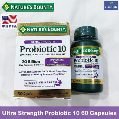 โปรไบโอติกส์  Ultra Strength Probiotic 10 Plus inulin 60 Capsules - Natures Bounty