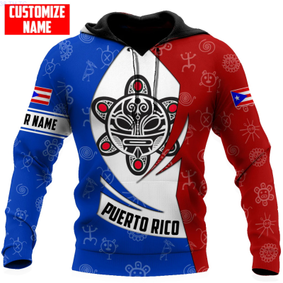 New 2023 New Custom Name Tattoo Puerto Rico 3d Print Hoodie Unisex Casual Jacket Zipper Hoodie Mt-63 popular