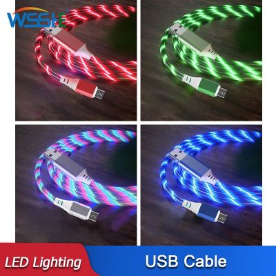 2.4A Glowing Type C Cable For iPhone 14 13 Pro Max LED Light Micro USB Fast Charging Cord For Samsung Xiaomi Phone Charger Wire Wall Chargers