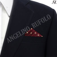 ANGELINO RUFOLO Pocket Square(ผ้าเช็ดหน้าสูท) ผ้าไหมทออิตาลี่คุณภาพเยี่ยม ดีไซน์ Spot Elephant  สีเลือดหมู/เหลือง/เทา/กรมท่า/น้ำตาล/ฟ้า/ม่วง