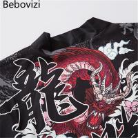 A1c-031คาร์ดิแกนผู้ชายพิมพ์ลายมังกร Bebovizi,เสื้อแฟชั่นสำหรับผู้หญิงหลวม Haori Obi เสื้อผ้าเอเชียฮาราจูกุญี่ปุ่นคอสเพลย์กิโมโน