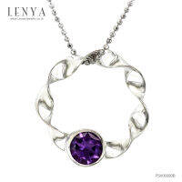 Lenya Jewelry  จี้ดีไซน์แปลกตา รูปวงกลมบิดเกลียว บนตัวเรือนเงินแท้ชุบทองคำขาวแท้