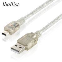 lballist 20cm Mini 5pin USB Cable USB 2.0 Type A Male to Mini 5P Data Cable Dual Shielding(Foil Braided) Transparent White