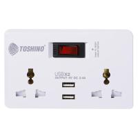 ปลั๊กแปลง 2 ขาแบน 2 ช่อง TOSHINO TW-2USB 2.4A สีขาวUNIVERSAL ADAPTER TOSHINO TW-2USB 2-FLAT PIN 2-OUTLET 2.4A WHITE **คุณภาพดี**