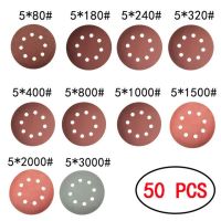 50pcs / 100pcs 125mm Round Shape Sanding Discs กระดาษทรายแปดหลุมดิสก์แผ่นทรายกรวด 80-3000 ตะขอและห่วงขัดแผ่น Polis