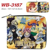 Fairy Tail เด็ก Dompet Koin กระเป๋าเงินใส่เหรียญทรงสั้น Dompet Koin กระเป๋าเก็บบัตร Bifold/ซิปเสื้อยืด PU หนังคลิปเงินอะนิเมะการ์ตูนตัวอักษรกระเป๋าสตางค์สำหรับเด็กหญิงเด็กชายผู้ชายผู้หญิงพิมพ์0000