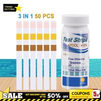 50pcs 3 In 1 Test Strips Chlorine Dip Hot Tub PH Tester Paper Swimming Pool Test Strip Hot Spring Water Test Strips SPA Testing Inspection Tools