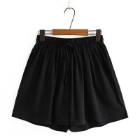 【มีไซส์ใหญ่】Plus Size Womens Elastic Waist Summer Shorts Casual Wide Leg Black Shorts