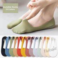 【hot sale】☬ﺴ D19 New Women Ice Silk Boat Socks Thin Invisible Socks No Traces Non-slip Cotton Socks 10 Colors