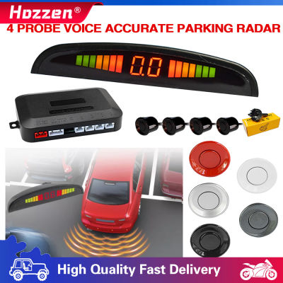 Hozzen รถย้อนกลับเซ็นเซอร์เรดาร์การรายงานระยะทางที่ถูกต้องจอแสดงผล LED รถย้อนกลับสากล