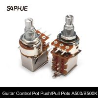 2Pcs Guitar Potentiometer Control Pot Push/Pull Pot with Straight Terminal Block Pickup Coil Splitting Switch A500K/B500K Guitar Bass Accessories