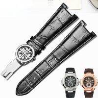 Genuine Leather Watch Strap For Patek Philippe 5711 5712G Waterproof Sweat-Proof Concave Folding Buckle Watchband 25mm Wristband