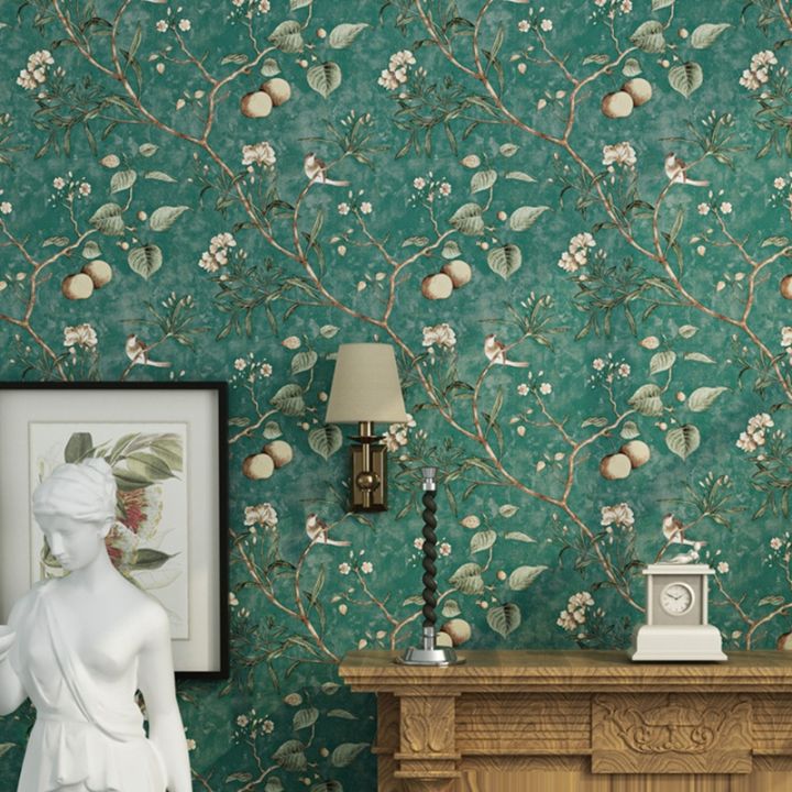 antique-flower-bird-pattern-wallpaper-apple-tree-bedroom-living-room-wallpaper-non-woven-rural-wallpaper-printed-wallpaper-w82