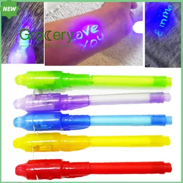 2 in 1 Luminous Light Invisible Ink Pen UV Check Money Drawing Secret Magic  Pens for