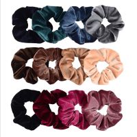 【YF】 4PCS/Set Korea Velvet Scrunchie Rubber Elastic Hair Bands Solid  Women Girls Headband Ponytail Holder Ties Rope Accessories