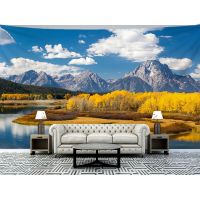 【CW】❖❆▦  Mountain Rolling Lake Scenery Tapestry Wall Hanging Hippie Backdrop Beach Dorm