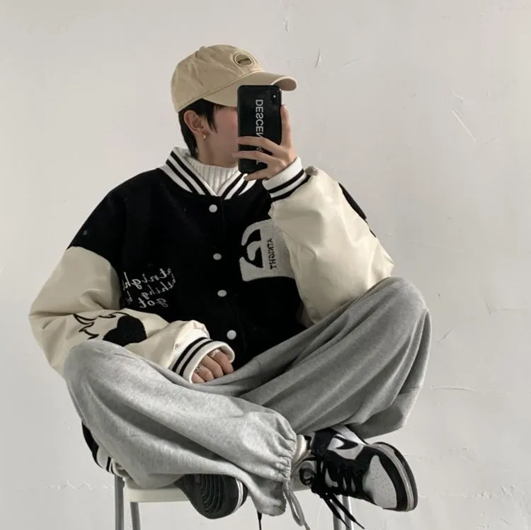 MorganDempseyoKyB Baseball Jacket Men Korean Style Fashion Printed