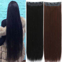 ยาวตรง Hairpiece ที่มองไม่เห็นธรรมชาติสังเคราะห์5คลิปใน One ชิ้นต่อผมสำหรับผู้หญิงสีดำสีน้ำตาล