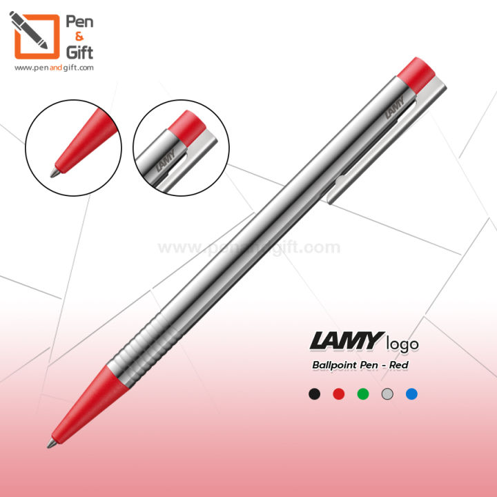 lamy-logo-ballpoint-pen-matte-blue-matte-green-matte-red-matte-black-brushed-ปากกาลูกลื่นลามี่-โลโก้-สีน้ำเงิน-สีเขียว-สีแดง-สีดำ-สีบรัชสแตนเลส-ของแท้-100-penandgift