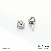 JaiSiamJewelry ต่างหูหัวใจเงินแท้ 925 ประดับเพชรcz-WSE-4