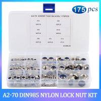 [DE69] 175PCS Nylon Lock Nut 304สแตนเลส M3 M4 M5 M6 M8 M10 M12 Hex หกเหลี่ยม Self ล็อค Lock Nuts Assortment Fastener ชุด