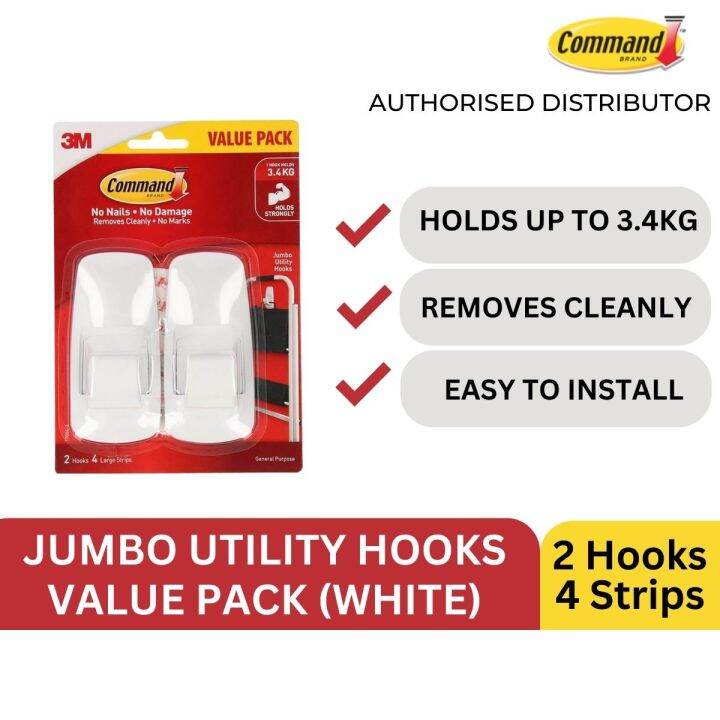 3M Command Jumbo Hooks Value Pack White 170042 Lazada Singapore