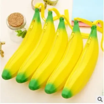 Carrot Banana Fruit Silicone Pencil Case Storage Pen Bag Coin Purse Key  Wallet Blue Silicone