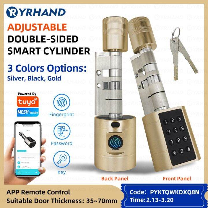 Euro Tuya APP Fingerprint Bluetooth Free Adjustment Cylinder Smart Door