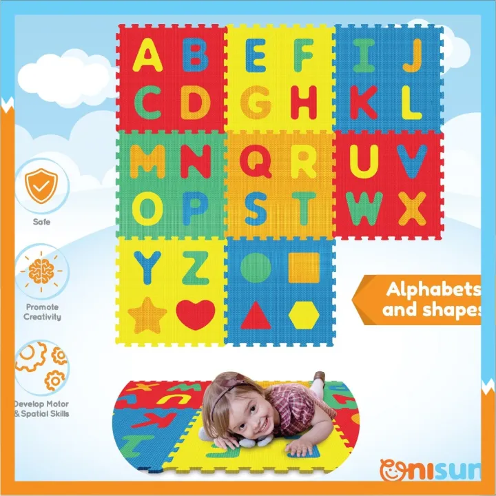 SUNTA EVA Foam Alphabet and Shape Puzzle Mat 60x60cm Lazada
