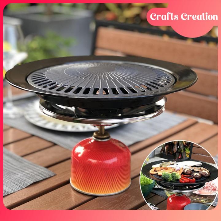 1pc Cast Iron Korean Bbq Grill Plate, Outdoor Cooking Griddle