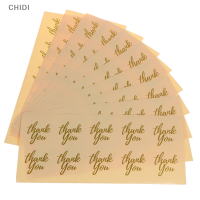 CHIDI 100ชิ้นขอบคุณฟอยล์สีทองฉลากของขวัญป้ายสติกเกอร์โปร่งใส DIY