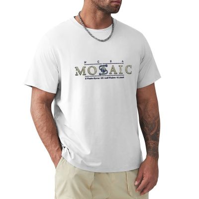 เสื้อยืดลายโมเสก NCSA เสื้อยืดโอเวอร์ไซส์สำหรับเด็กผู้ชาย