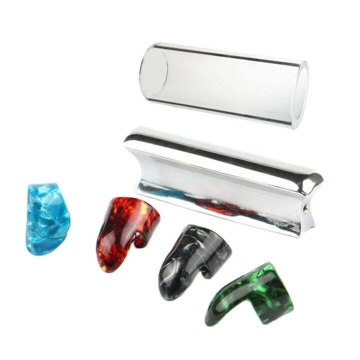 2021Lap & Pedal Steel Guitar Slide Steel Tone Bar Glass Slider & 4pcs