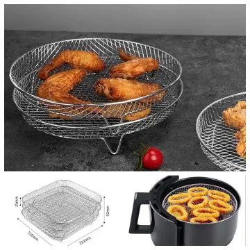 3-layers Air Fryer Rack Stainless Steel Stackable Grid Grilling