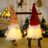3pcs Christmas Gnome with LED Light Handmade Swedish Tomte Gnomes Scandinavian Santa Elf Table Ornaments Holiday Decor H056