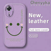 เคส Chenyyka สำหรับ OPPO เคส A17K A17เคสโทรศัพท์หนังลายดีไซน์ใหม่หน้ายิ้มเรียบง่ายนิ่มแฟชั่นซิลิโคนเคสกันกระแทกฝาครอบเลนส์เต็มรูปแบบเคสป้องกันกล้อง