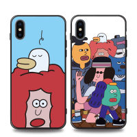 Korean Cartoon Creative Fashion Case for iPhone 13 mini 14 Pro Max XS 11 12 Pro Max X 6s 7 8 Plus XR 5s SE2 Soft Black Cover