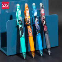 Deli A665 ปากกาลูกลื่นลบได้ ปากกาลบได้ แบบกด มียางลบพิเศษที่ปลายด้าม Ballpoint Gel Pen 0.5mm (แพ็คกล่อง 12แท่ง)