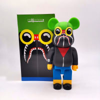 Bearbrick Camouflage Shark Bearbrick Mmj สีดำและสีขาว4 Skull หมีรุนแรงแหวน400% สี Box