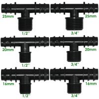 SPRYCLE 4ชิ้น1/2 "3/4" เกลียว16 20 25มม. ข้อต่อทีท่อ PE แบบเกลียวซ่อมแซมสวนหยดชลประทานอะแดปเตอร์ซ่อมแซมข้อต่อท่อ