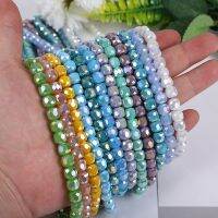 【CW】 Sparkly 22 Inch 8mm Beaded Necklace Faceted Glass  Pendant Jewelry