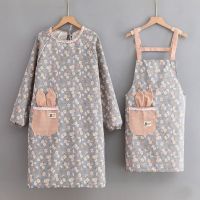 Overall long-sleeved cotton canvas apron female household cooking antifouling air catering kitchen overalls adult corset