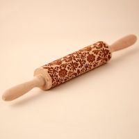 Arjmide Deep Engraved Wooden Embossed Xmas Flower Bird Rolling Pin for Kitchen Christmas Cookies Baking Tool ZM039 Bread  Cake Cookie Accessories