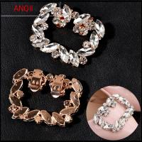 ANQII 1PC Rhinestone เจ้าสาว ส้นสูง หัวเข็มขัด ที่หนีบสแควร์ คลิปตกแต่งรองเท้า คลิปเงา