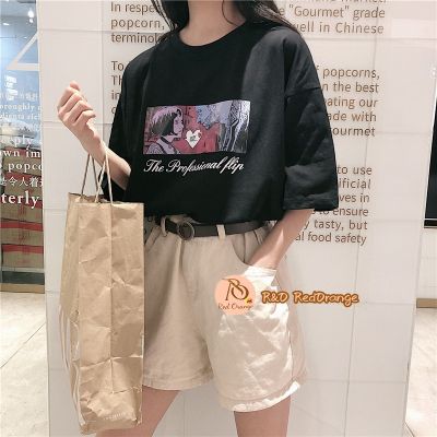 R&amp;O Korean Oversize Ins Style The Professional Print Tees Cotton Spandex oversized Top Tshirt #6632
