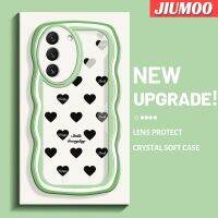 JIUMOO เคสปลอกสำหรับ Samsung S22บวก S22พิเศษ5G ลายการ์ตูนสีดำดีไซน์ใหม่กรอบคลื่นกันกระแทกแบบใสนิ่มเคสมือถือโปร่งใสลายกล้องถ่ายรูปสุดสร้างสรรค์เคสป้องกันซิลิกาเจล