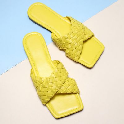 SZHYDZ SZHYDZ 2022ฤดูร้อนแฟชั่นส้นแบนทอผ้าเถาวัลย์รองเท้าแตะแบบเชือกไขว้และรองเท้าแตะขนาด Huidong